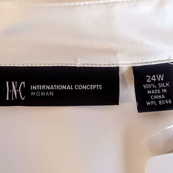 INC International Concepts Woman Cream Silk Blouse NWT - Picture 4 of 7